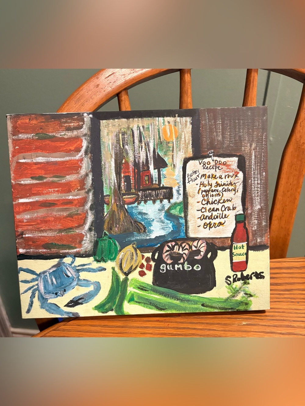 Southern Folk Art. My personal painting.🎨🦐🧄🧅🍲🫑🦀